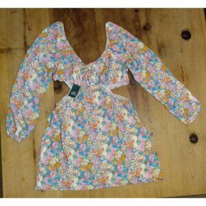 Wild Fable Womens Size XXL Long Sleeve Cut Out Sides Dress Multicolor Floral NWT